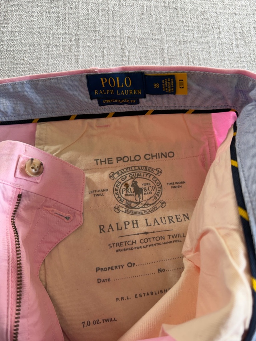 Polo Ralph Lauren Mens Classic Fit Stretch pink chino Shorts 38 - Picture 4 of 12